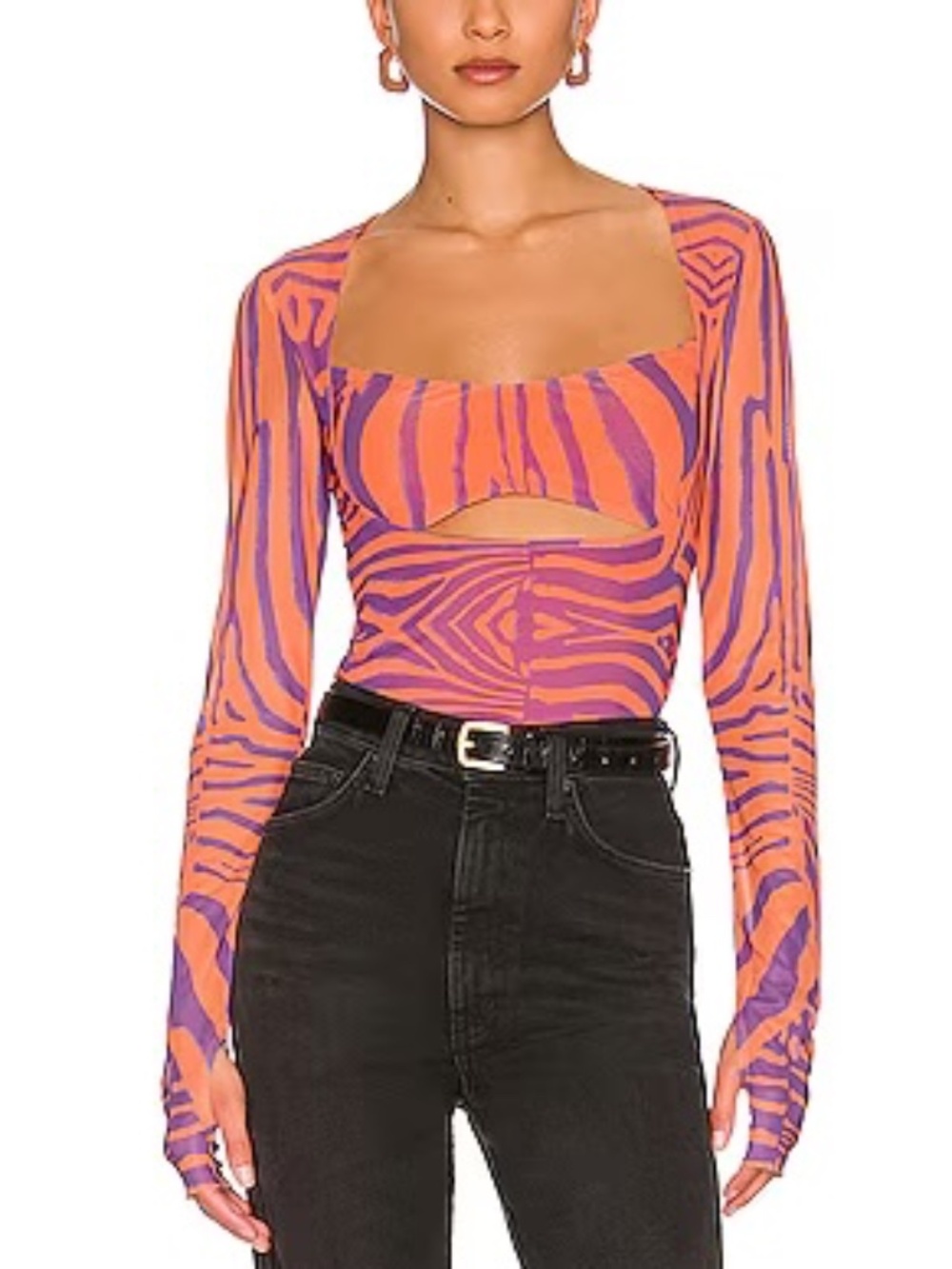 AFRM Noreen Top in Orange Zebra- Size Small